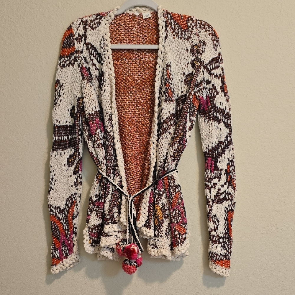 Moth Colorful Knit Cardigan with Belt